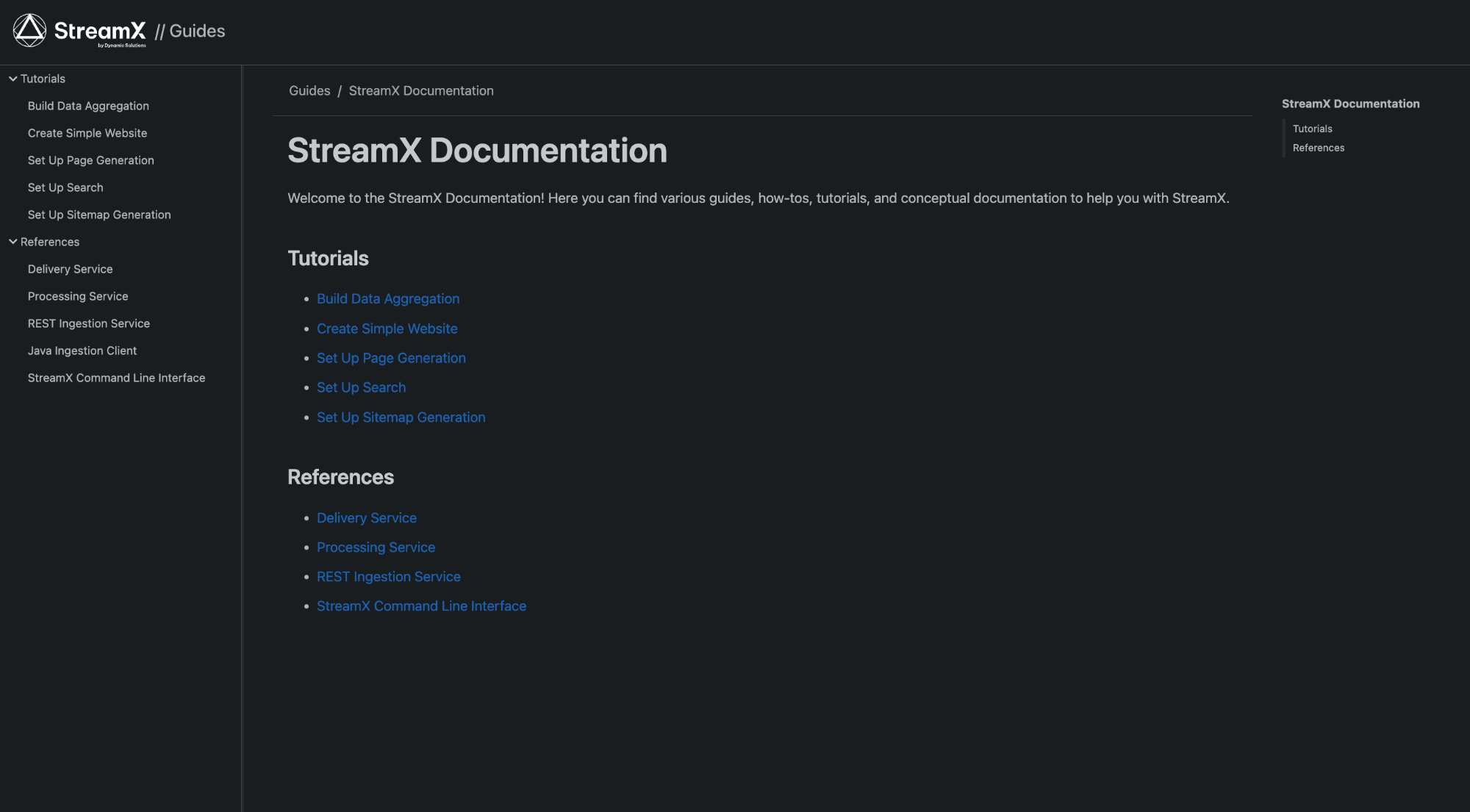 StreamX Documentation Front page